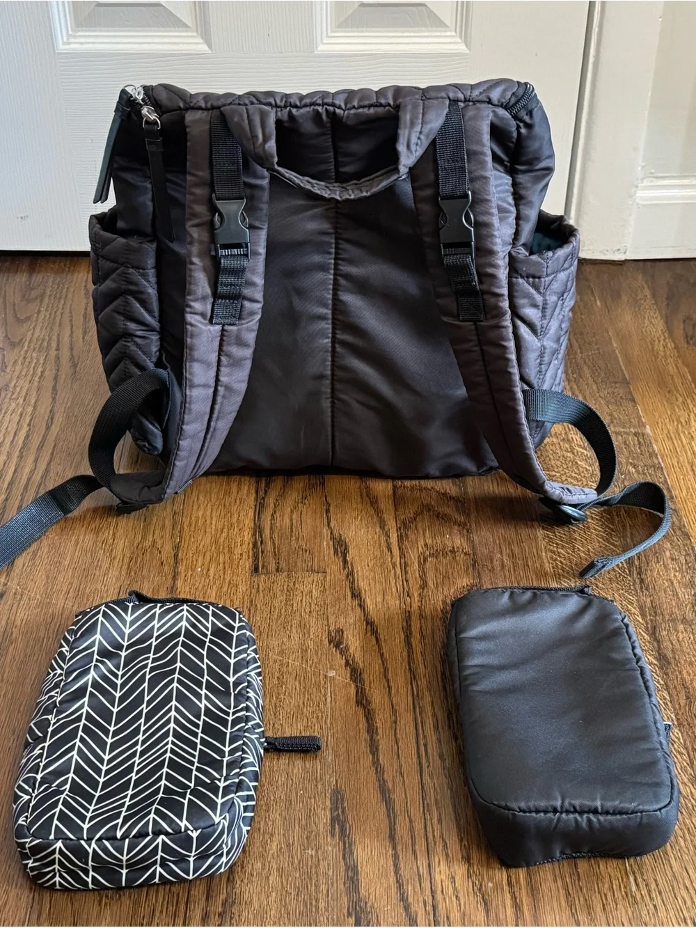Skip Hop Quilted Diaper Bag Backpack with Organizer Pouches Black/Turquise